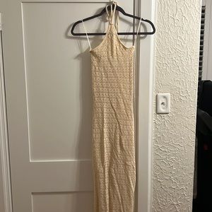 Crochet halter maxi dress NWT